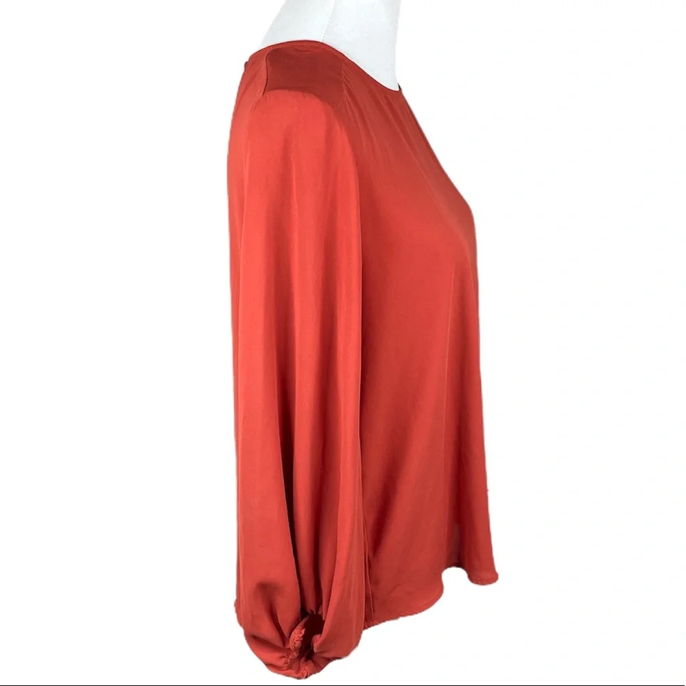 Loft Puffy Sleeves Blouse Burnt Orange Size Medium - Picture 3 of 7